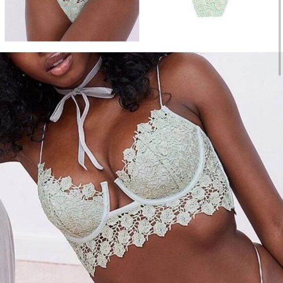new FOR LOVE AND LEMONS twinkle rose bustier bra L large rhinestone applique shi